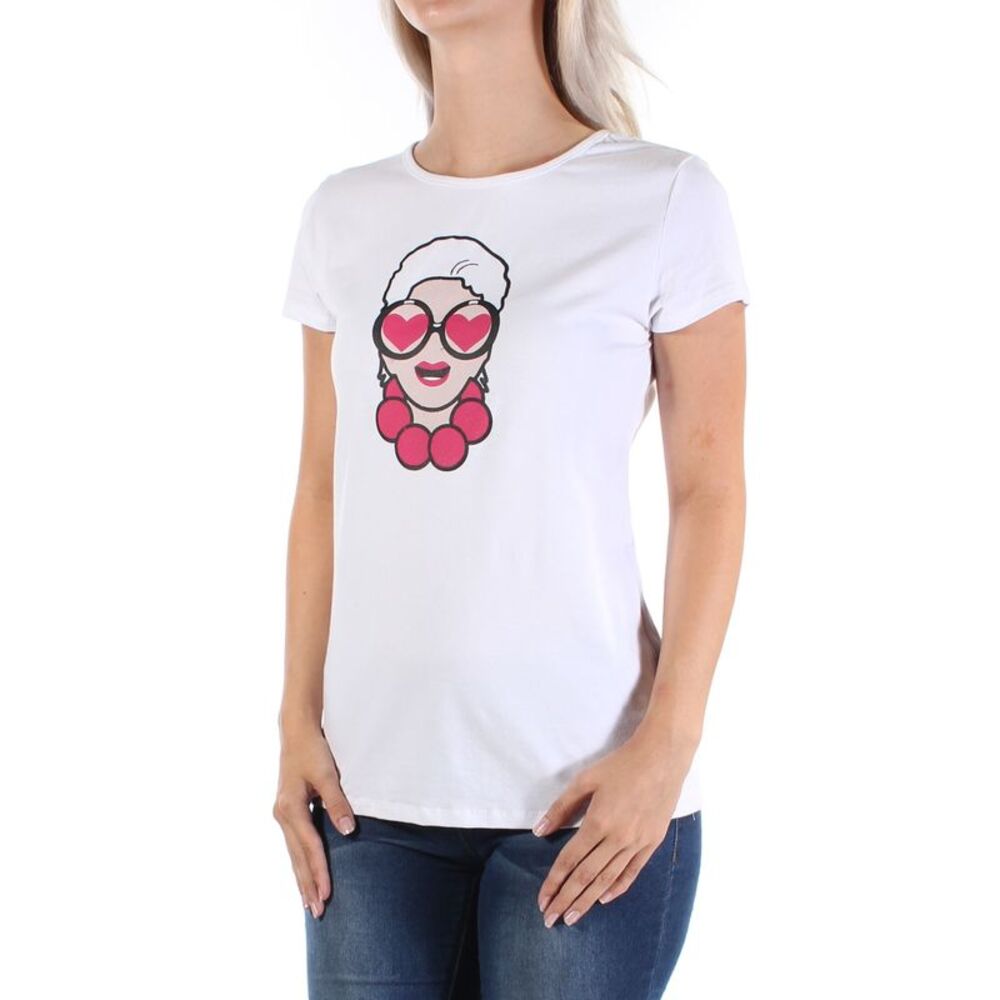 INC Womens White Printed Cap Sleeve Jewel Neck T-Shirt Size: M